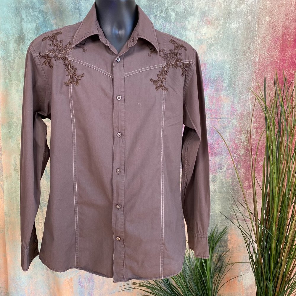 Embroidered Brown Western Tshirt Dress